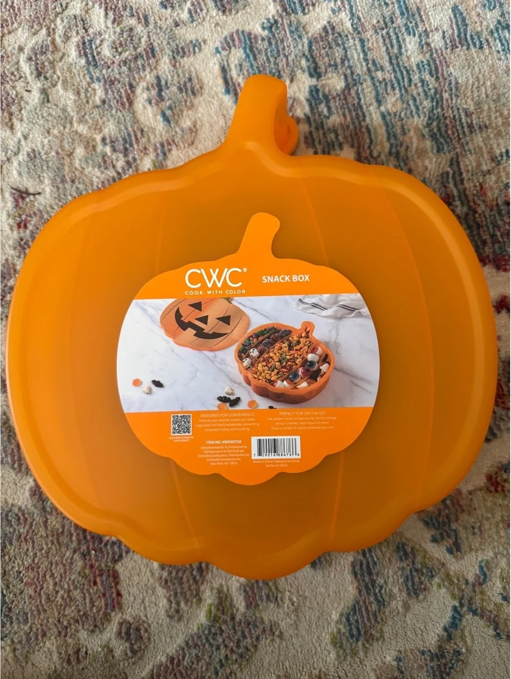 CWC Orange Pumpkin-Shaped Snack Box Halloween Candy Container